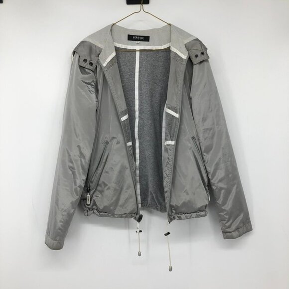 Versace Sport  silver hooded windbreaker cropped drawstring hem womens SP - Picture 7 of 15